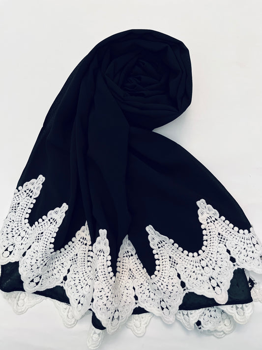 Navy Blue - Lace Edge Hijab