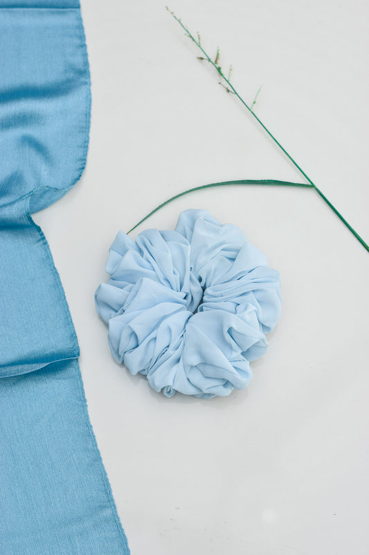 Powder Blue - Chiffon Scrunchie