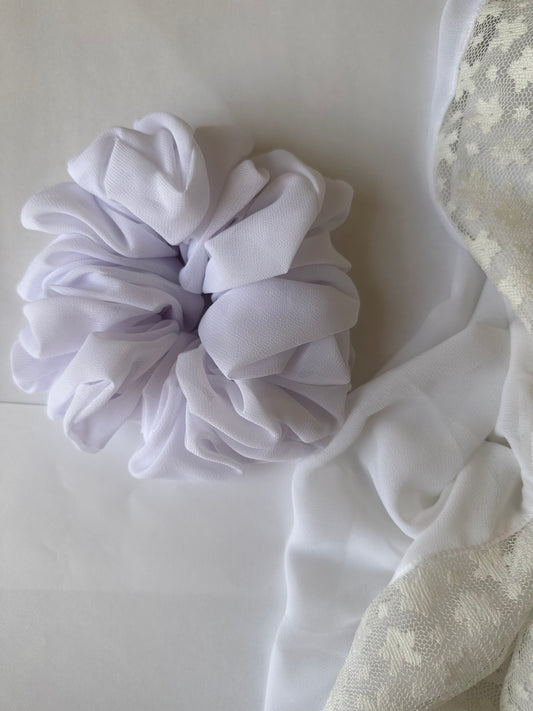 White - Butter Chiffon Scrunchie