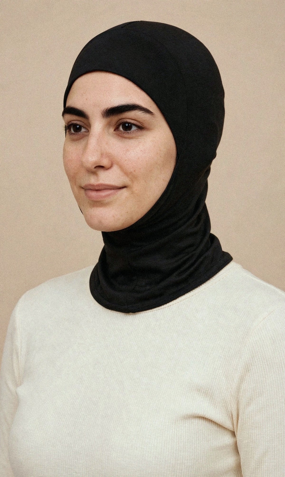 Black - Ninja Underscarf worn by a model — front view