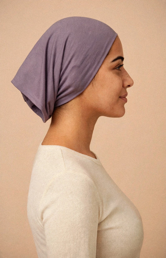 Dirty Purple - Barely On Underscarf worn by a model — side view