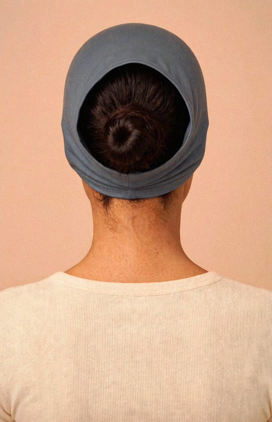 Graphite - Barely On Underscarf worn by a model — back view