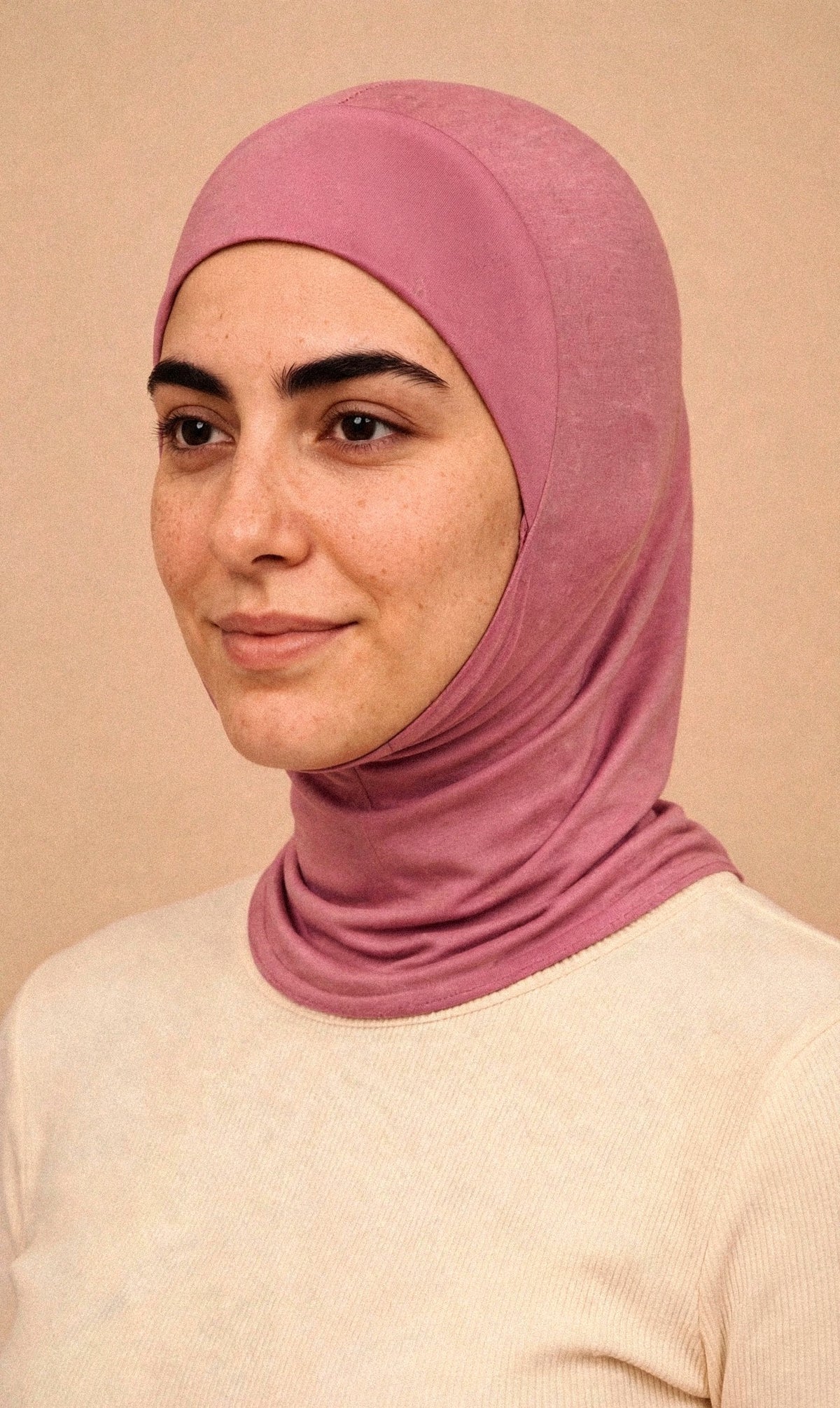 Mauve - Ninja Underscarf worn by a model — front view
