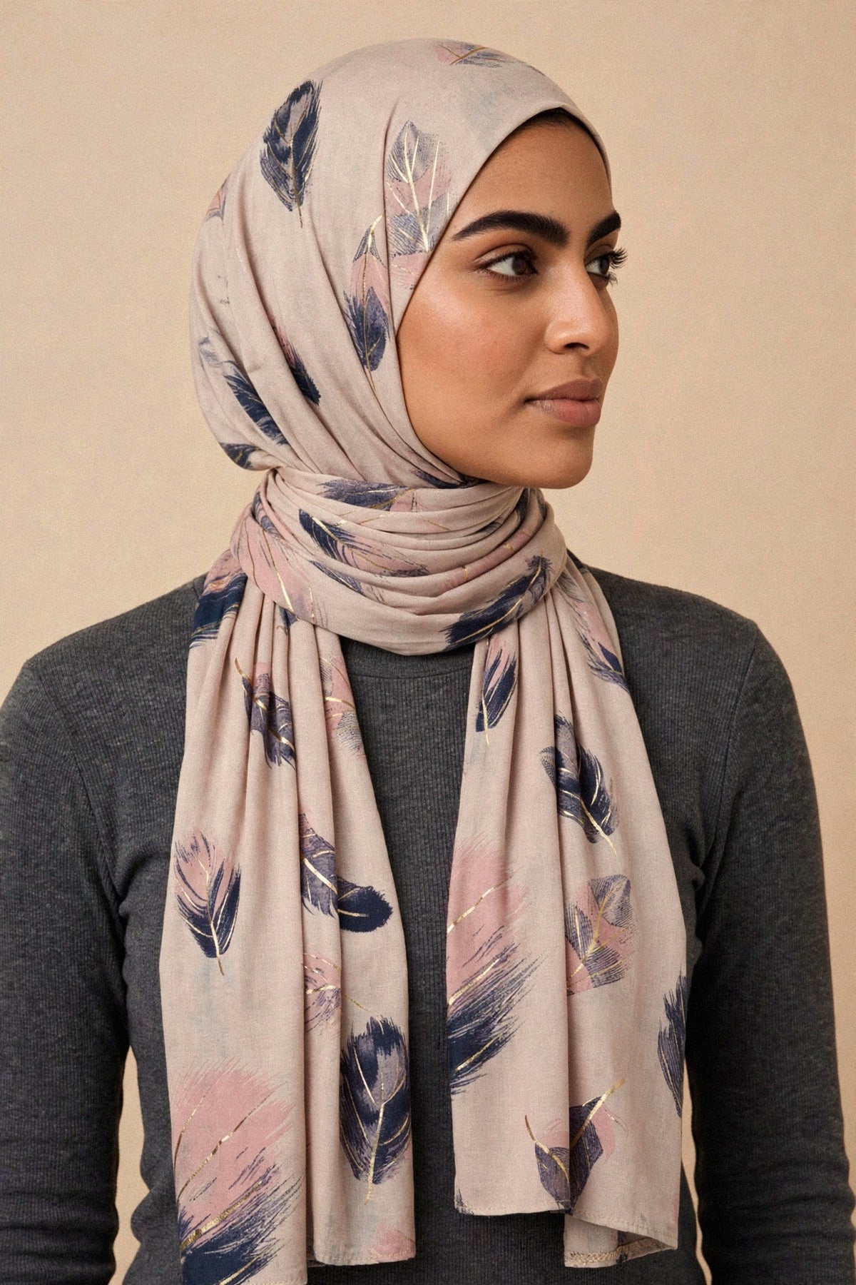 Model wearing the Pale Pink - Featherlite Hijab