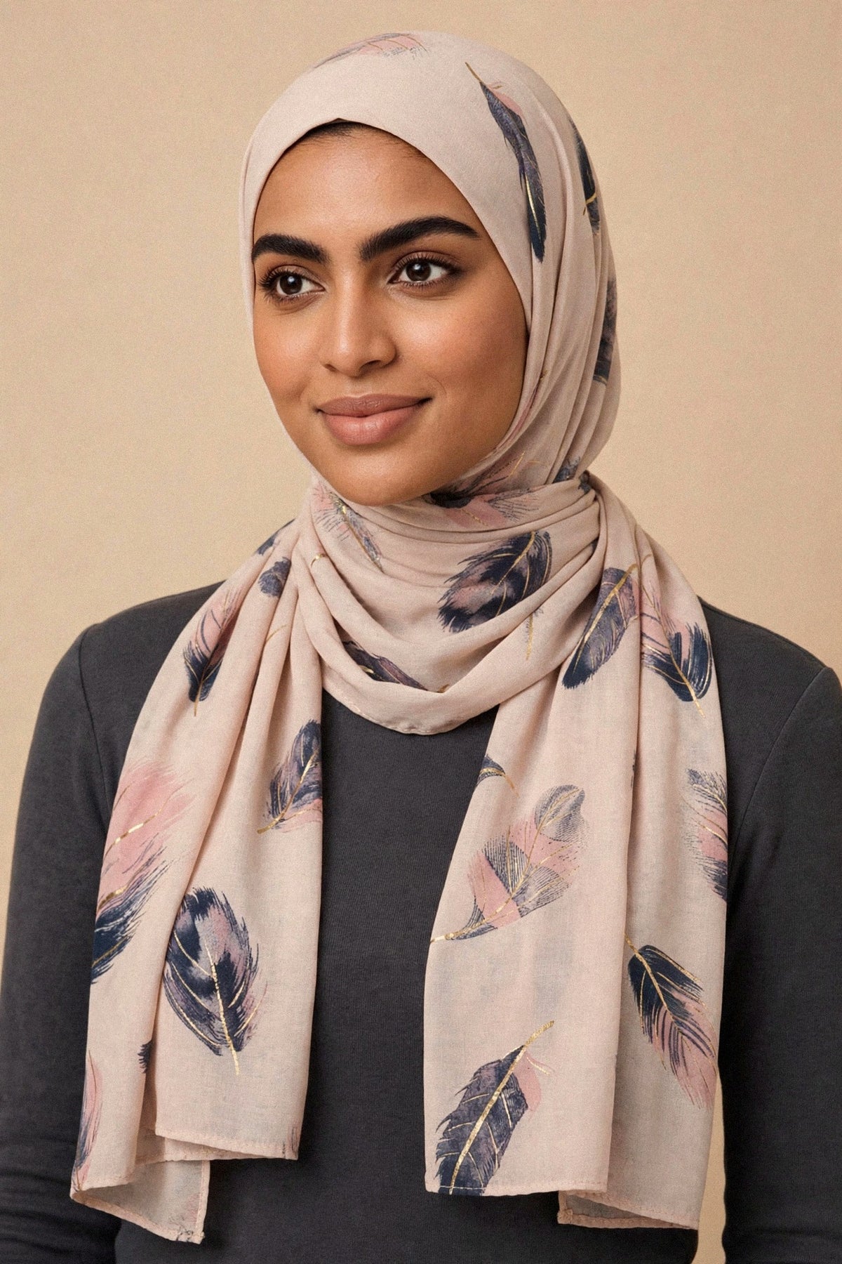 Model wearing the Pale Pink - Featherlite Hijab