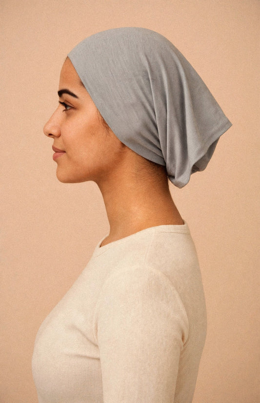 Pebbles - Barely On Underscarf worn by a model — side view