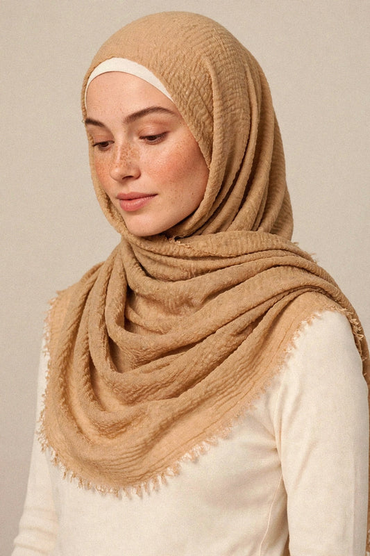 Model wearing the Skin crimple hijab - Concealed Muslimah