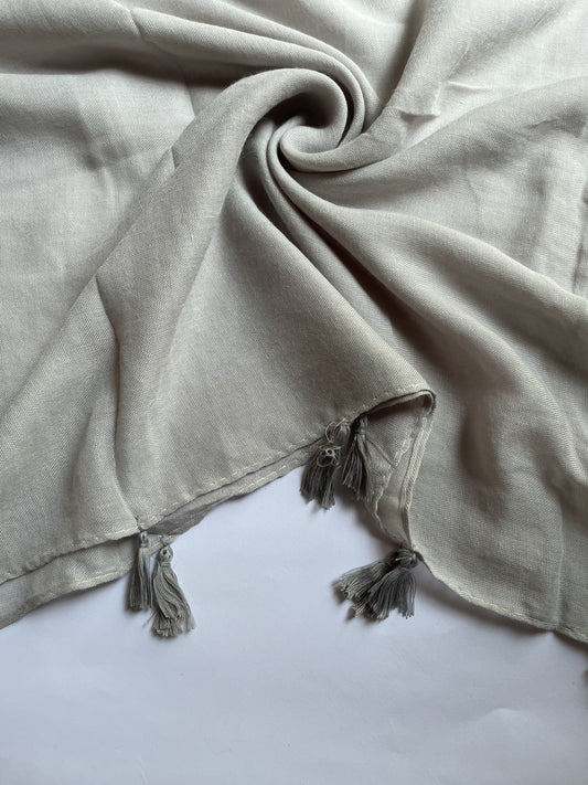 Light Grey - Tassels Hijab