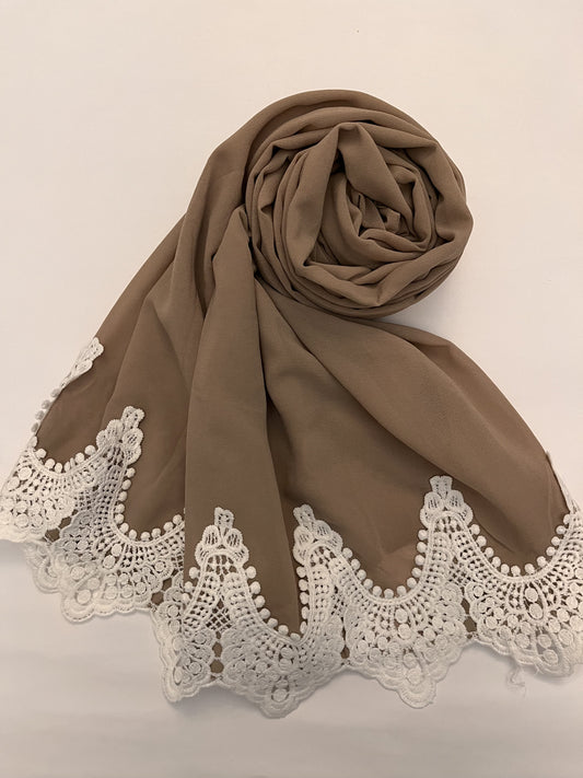 Beige - Lace Edge Hijab