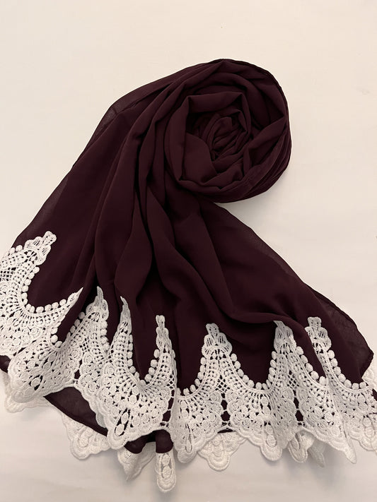 Plum - Lace Edge Hijab