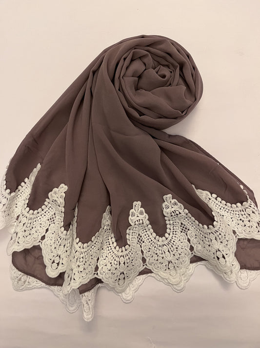 Mauve  - Lace Edge Hijab