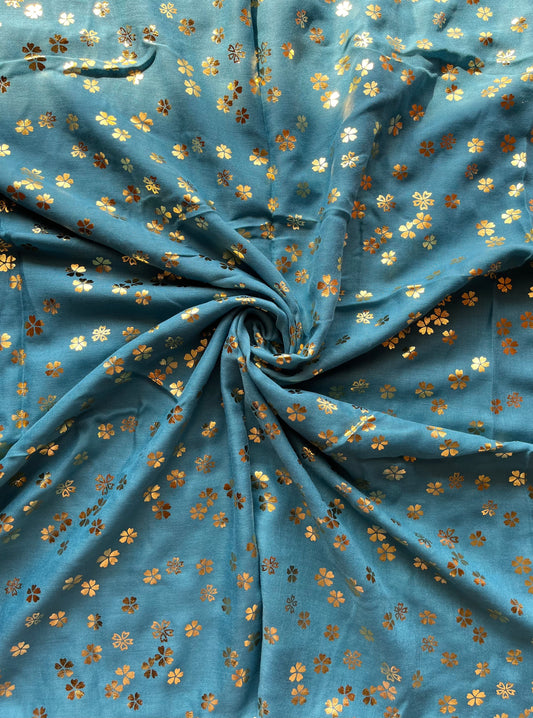 Teal - Floral Imprints Hijab