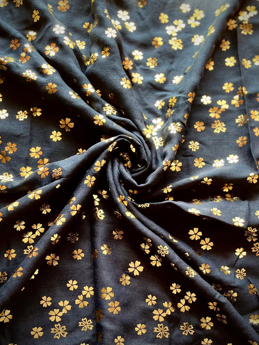 Black - Floral Imprints Hijab