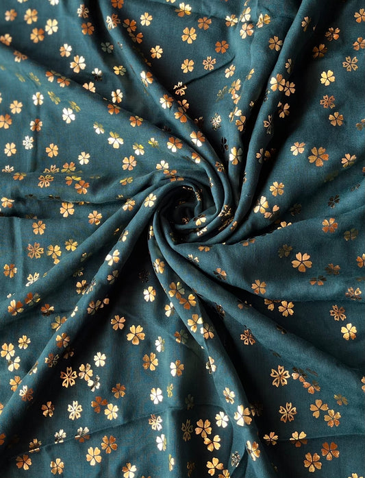 Emerald Green - Floral Imprints Hijab